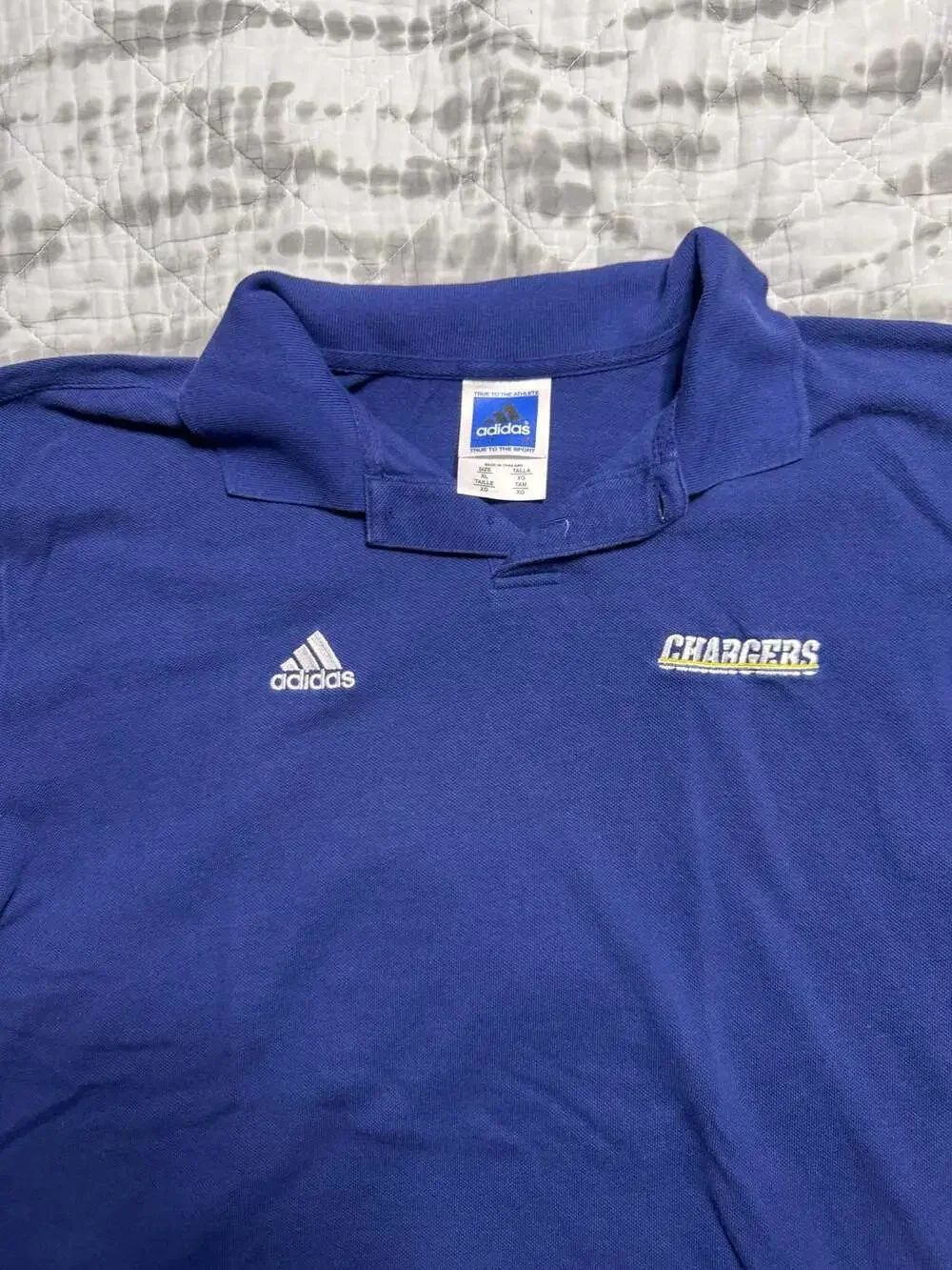 Y2K Adidas Team Chargers Blue Polo Shirt Men's XL